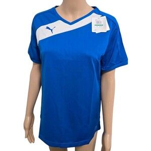 PUMA Womens Size L Jersey TRUE ROYAL BLUE Blank! Printable! Soccer Sports #329